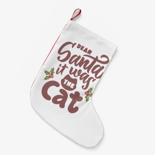 おもしろいサン親愛タ、猫のデザイン スモールクリスマスストッキング (正面 (吊り時))