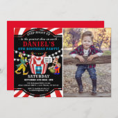 おもしろいサーカスの子どもの写真 |カーニバル誕生日 招待状 (正面/裏面)