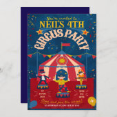 おもしろいサーカスバースデーパーティー 招待状 (正面/裏面)