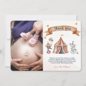 おもしろいサーカス動物ベビーシャワーサンキューカード 招待状 (正面)