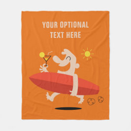 おもしろいサーファーとカクテルカスタムフリースブランケット フリースブランケット