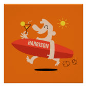 おもしろいサーファーとカクテル名前をカスタムするポスター ポスター (正面)