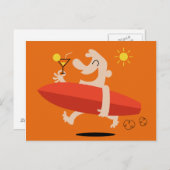 おもしろいサーファー付きカクテルポストカード ポストカード (正面/裏面)