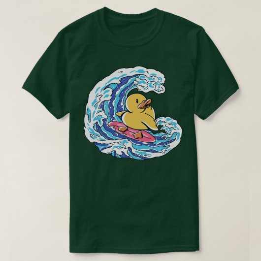 おもしろいサーフィンゴムダッキー(アヒルちゃん)素晴らし波日本のIll Tシャツ (デザイン正面)