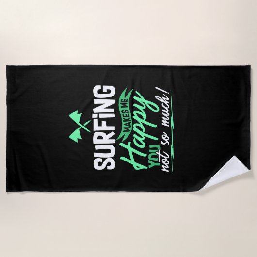 おもしろいサーフィン引用文 ビーチタオル (正面)