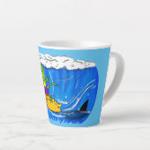 おもしろいサーフィン カフェラテマグ (右アングル)