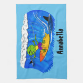 おもしろいサーフィン キッチンタオル (縦)