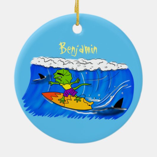 おもしろいサーフィン セラミックオーナメント (裏面)