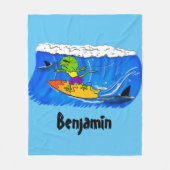おもしろいサーフィン フリースブランケット (正面)