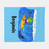 おもしろいサーフィン フリースブランケット (正面(横))