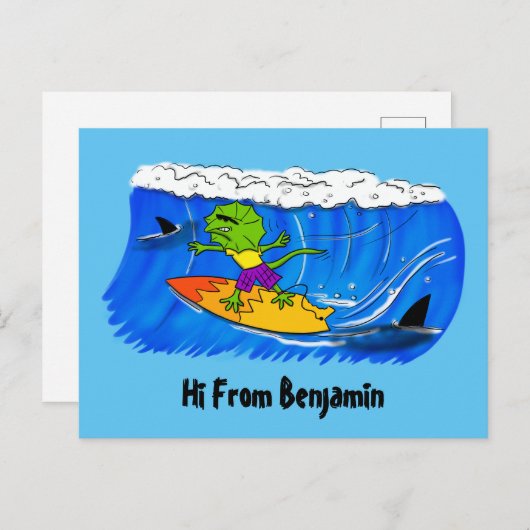 おもしろいサーフィン ポストカード (正面/裏面)