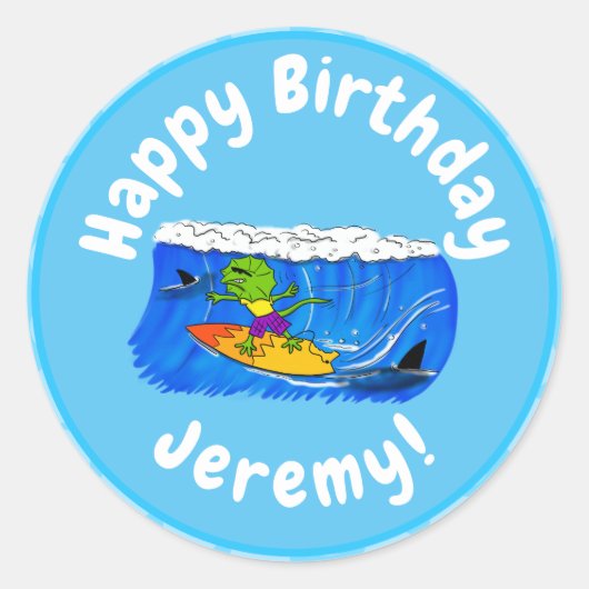 おもしろいサーフィン ラウンドシール (正面)