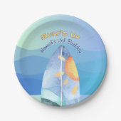 おもしろいサーフズアップ誕生日招待状 ペーパープレート (正面)