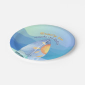 おもしろいサーフズアップ誕生日招待状 ペーパープレート (アングル)