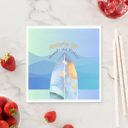 おもしろいサーフズアップ誕生日 スタンダードランチョンナプキン (インサイチュ)