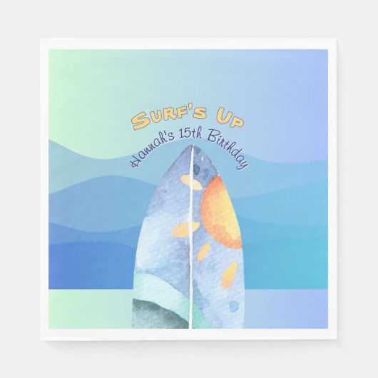 おもしろいサーフズアップ誕生日 スタンダードランチョンナプキン (正面)