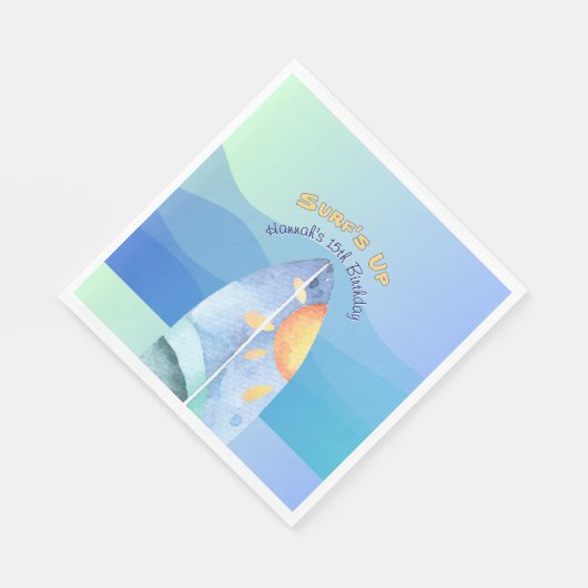 おもしろいサーフズアップ誕生日 スタンダードランチョンナプキン (角)