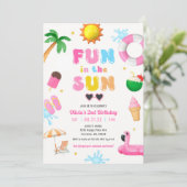 おもしろいザサンプールパーティーガールバースデーパーティー 招待状 (スタンド正面)