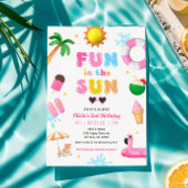 おもしろいザサンプールパーティーガールバースデーパーティー 招待状