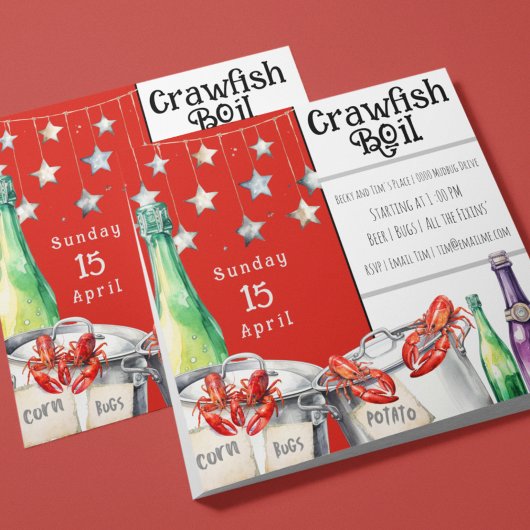 おもしろいザリガニが夏のパーティーを煮る 招待状