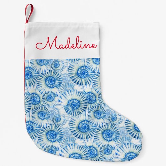 おもしろいシェルパターン|名前の追加 スモールクリスマスストッキング (正面)