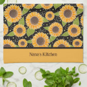 おもしろいシカスタマイズッヒマワリ花柄 キッチンタオル (折り畳み)