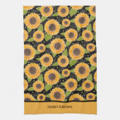 おもしろいシカスタマイズッヒマワリ花柄 キッチンタオル (縦)
