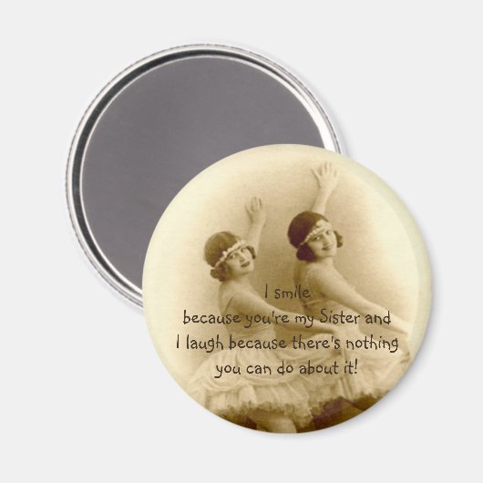 おもしろいシスターことわざヴィンテージバラリナ写真 マグネット (正面/裏面)