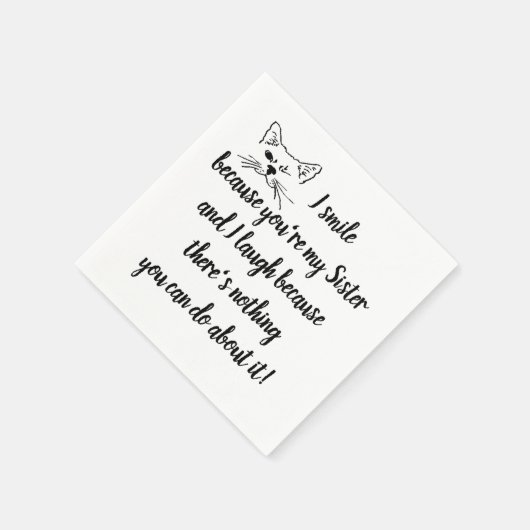 おもしろいシスターことわざ引用文かわいいウィンキング猫 スタンダードカクテルナプキン (角)