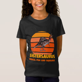 おもしろいシスターザウルス恐竜姉妹ユーモアデザイン Tシャツ