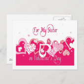 おもしろいシスターピンクハートバレンタインポストカード シーズンポストカード (正面/裏面)