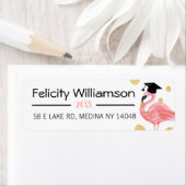 おもしろいシックかわいいトレンディーピンクフラミンゴ卒業キャップ ラベル (インサイチュ)