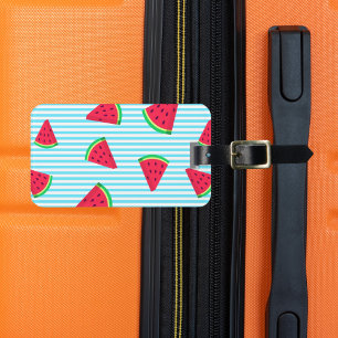 おもしろいシックなスイカのスライス青い線パターン ラゲッジタグ