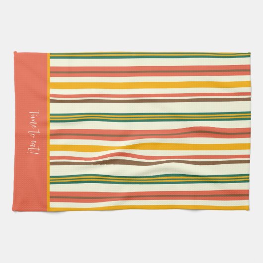 おもしろいシックスタイリッシュフローラストライプカスタム引用文 キッチンタオル (横)