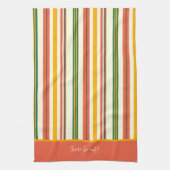 おもしろいシックスタイリッシュフローラストライプカスタム引用文 キッチンタオル (縦)