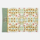 おもしろいシックフローラスタイリッシュデイジーカスタムモノグラム名 キッチンタオル (横)
