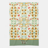 おもしろいシックフローラスタイリッシュデイジーカスタムモノグラム名 キッチンタオル (縦)