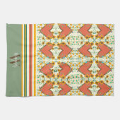 おもしろいシックフローラスタイリッシュハートカスタムイニシャル名 キッチンタオル (横)