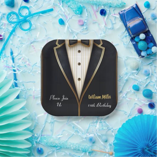 おもしろいシック・スーツ賞男性大人タキシード18誕生日 ペーパープレート (パーティー)