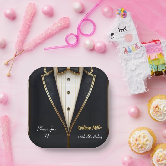 おもしろいシック・スーツ賞男性大人タキシード18誕生日 ペーパープレート (パーティー)