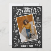 おもしろいシャルボードドードル写真卒業 案内状 (正面)