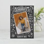 おもしろいシャルボードドードル写真卒業 案内状 (スタンド正面)