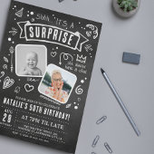 おもしろいシャルボードドードル2フォトサプライズ誕生日 招待状
