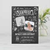 おもしろいシャルボードドードル2フォトサプライズ誕生日 招待状 (スタンド正面)