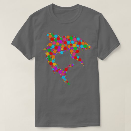 おもしろいシャーク国際的ドットデイ水玉模様グラフ Tシャツ (デザイン正面)