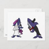 おもしろいシャーク新郎新婦の結婚漫画 ポストカード (正面/裏面)