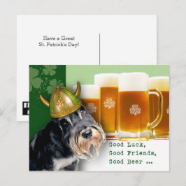 おもしろいシュナウザーとビールセントパトリックの日 ポストカード