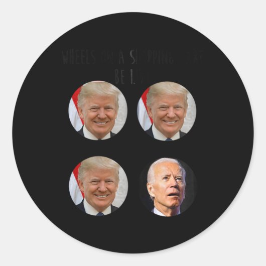 おもしろいショッピングカートトランプバイデン氏選挙ミーム投票 ラウンドシール (正面)