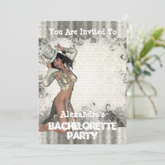 おもしろいショーガールパーソナライズされたバチェロレッテ 招待状 (スタンド正面)