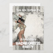 おもしろいショーガールパーソナライズされたバチェロレッテ 招待状 (正面/裏面)